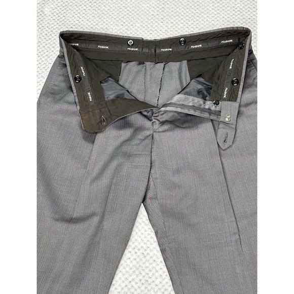 JoS. A. Banks Pants Mens 36 Reg Pinstripe Gunmetal Grey Pleats Wool Dress Work - Picture 6 of 16